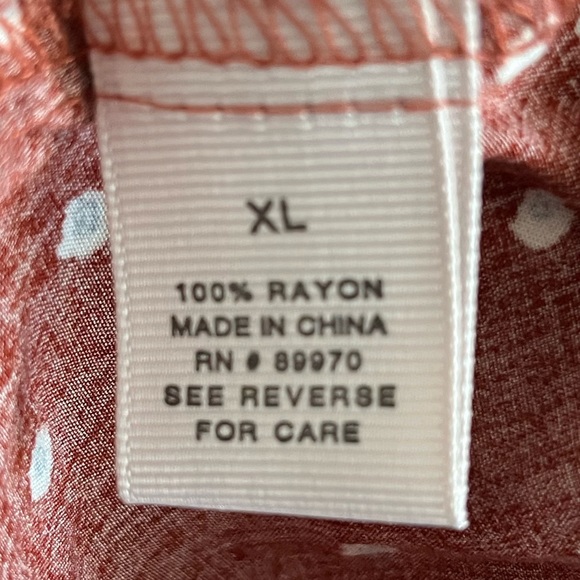 Bailey & Chloe Orange Red Polka Dot Short Sleeve Button Front Blouse Size XL - Picture 5 of 9